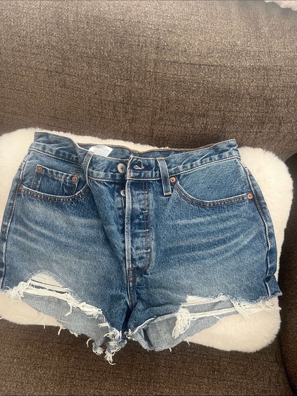 Levi's Distressed Blue Denim Jean Shorts